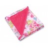 BabyLion Prémium univerzális takaró Minky - Rózsaszín virágok és kolibrik
