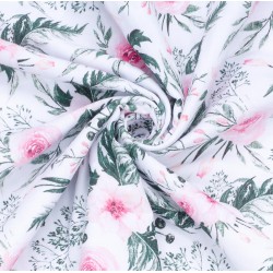 MTT Kis textil pelenka  3 db - Fehér alapon rózsaszín virágok