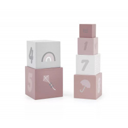 Label-Label Fa építőkocka számokkal - Rózsaszín