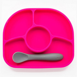 BBlüv Yümi Tapadó aljú szilikon tányér és kanál - Pink