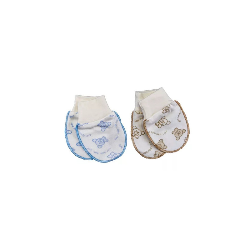 ABR Karmolás elleni pamut baba kesztyű 2 db/csomag - Kék-Homok (50-68)
