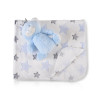 Cangaroo Ajándékdobozos plüss takaró (90x75 cm) - Plüss maci játékkal - Kék csillagok
