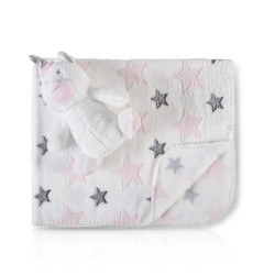 Cangaroo Ajándékdobozos plüss takaró (90x75 cm) - Plüss unikornis játékkal - Rózsaszín csillagok