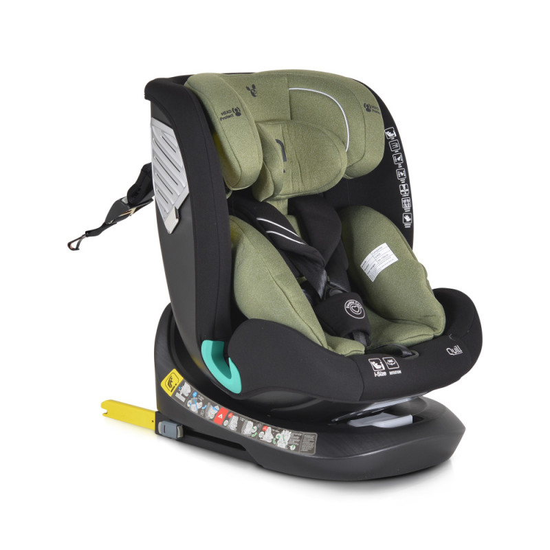 Cangaroo Quill I-Size 360°-ban forgatható ISOFIX gyermekülés, SPS oldalvédelemmel (40-150 cm) - Zöld