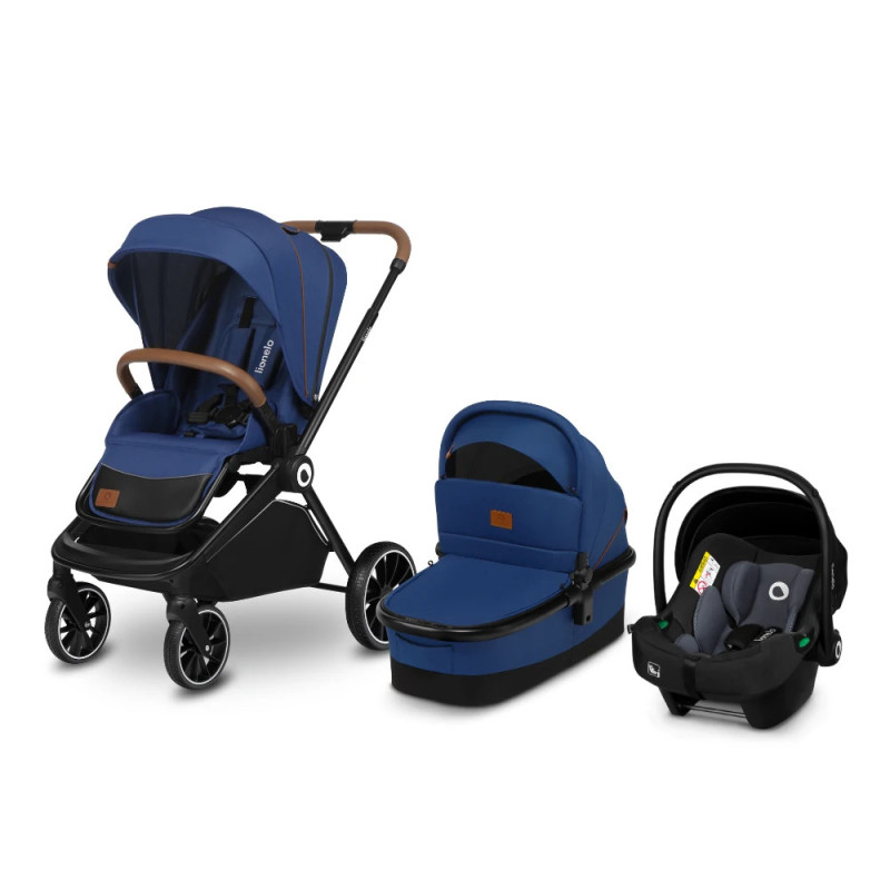 Lionelo Mika 3in1 multifunkciós babakocsi - Blue Navy + Astrid I-Size babahordozó - Black Grey