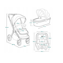 Lionelo Mika 3in1 multifunkciós babakocsi - Grey Graphite + Astrid I-Size babahordozó - Beige Sand