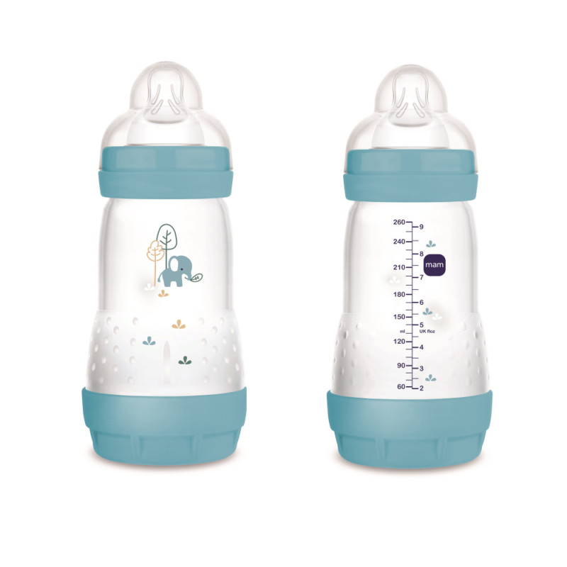 MAM Anti-Colic Matt cumisüveg 260 ml (2024) - 2h+ - Kék - Elefánt