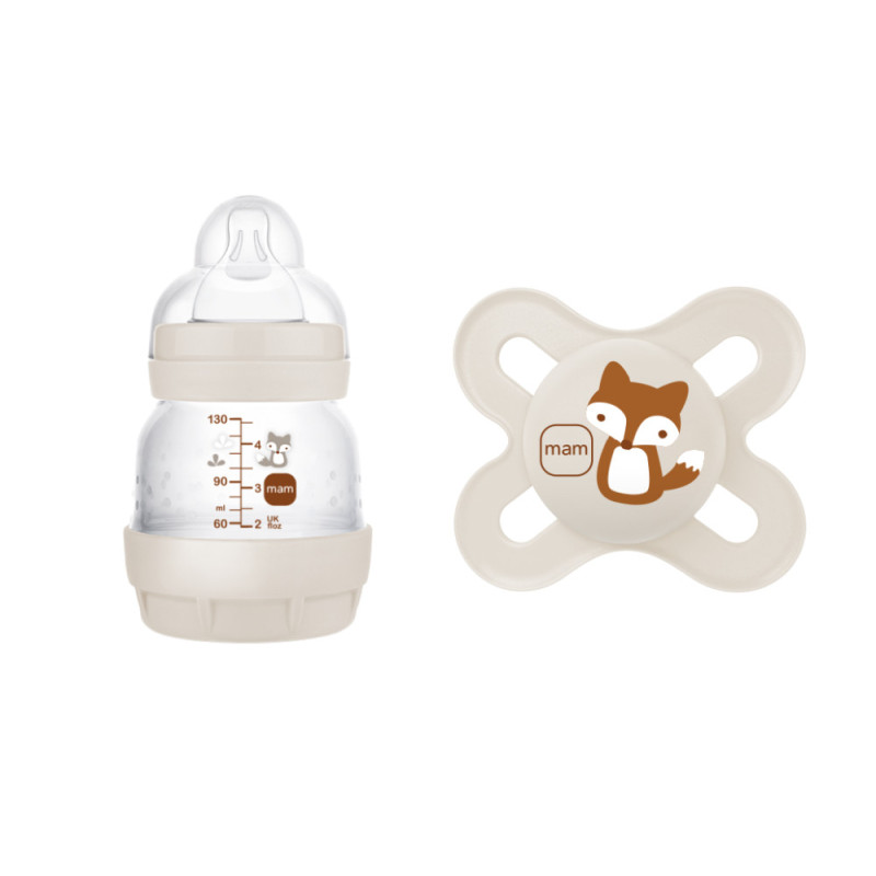 MAM Anti-Colic cumisüveg 130 ml + Original start cumi 0h+ (2024) - Bézs - Róka