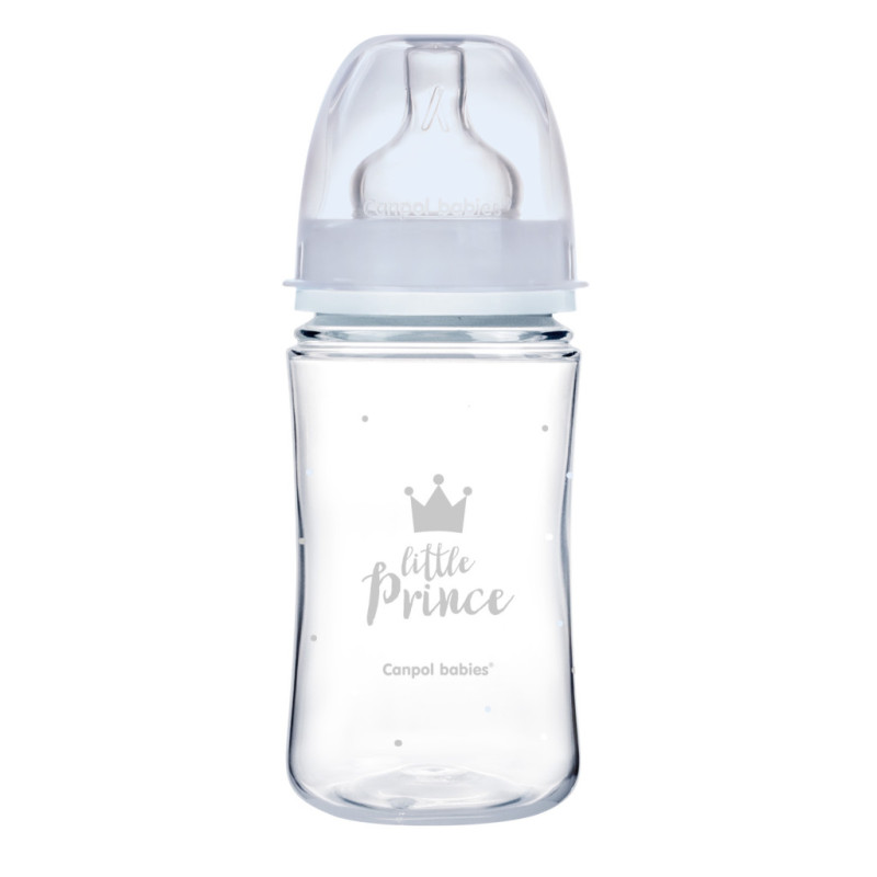 Canpol babies EasyStart anti-kólikás cumisüveg Royal Baby 240ml (3h+) - Little Prince - Kék