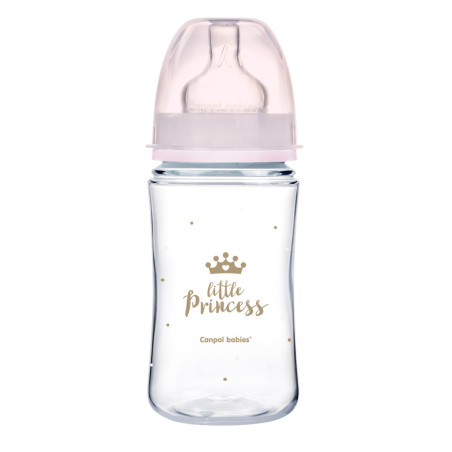 Canpol babies EasyStart anti-kólikás cumisüveg Royal Baby 240ml (3h+) - Little Princess - Rózsaszín