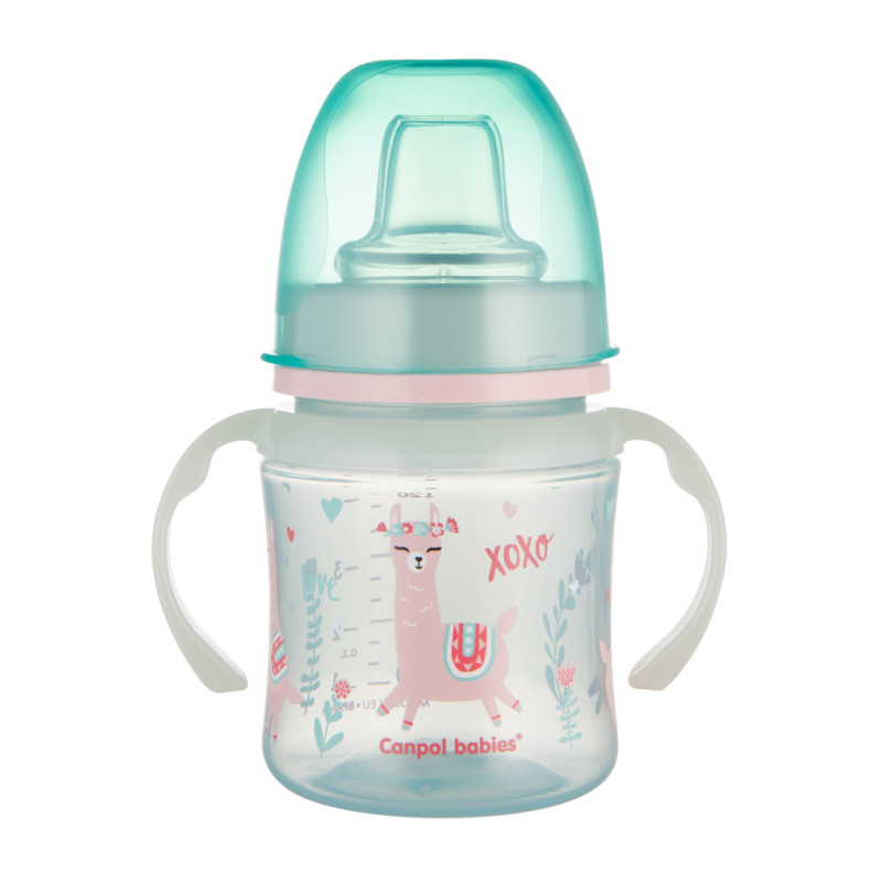 Canpol babies Cseppmentes Szilikon tanulópohár világító fogantyúval 120ml (6h+) Exotic Animals - Zöld