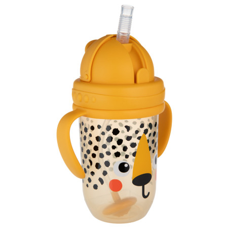 Canpol babies Súlyozott szívószálas itatópohár BabiesBoo 270ml (6h+) - Gepárd