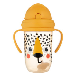 Canpol babies Súlyozott szívószálas itatópohár BabiesBoo 270ml (6h+) - Gepárd