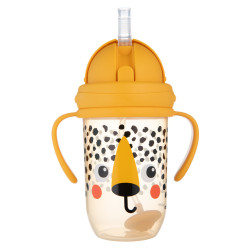 Canpol babies Súlyozott szívószálas itatópohár BabiesBoo 270ml (6h+) - Gepárd