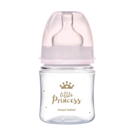 Canpol babies EasyStart anti-kólikás cumisüveg Royal Baby 120ml (0h+) - Little Princess - Rózsaszín