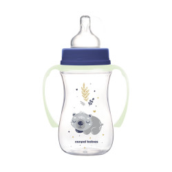 Canpol babies EasyStart anti-kólikás cumisüveg világító fogantyúval 240ml (3h+) - Sleepy Koala - Kék