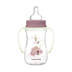 Canpol babies EasyStart anti-kólikás cumisüveg világító fogantyúval 240ml (3h+) - Sleepy Koala - Rózsaszín