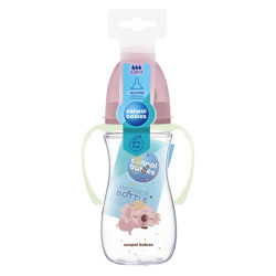 Canpol babies EasyStart anti-kólikás cumisüveg világító fogantyúval 300ml (12h+) - Sleepy Koala - Rózsaszín