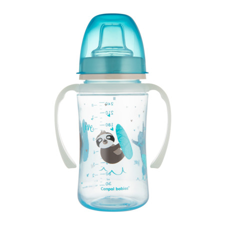 Canpol babies Cseppmentes Szilikon tanulópohár világító fogantyúval 240ml (6h+) Exotic Animals - Kék