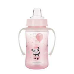 Canpol babies Cseppmentes Szilikon tanulópohár világító fogantyúval 240ml (6h+) Exotic Animals - Rózsaszín