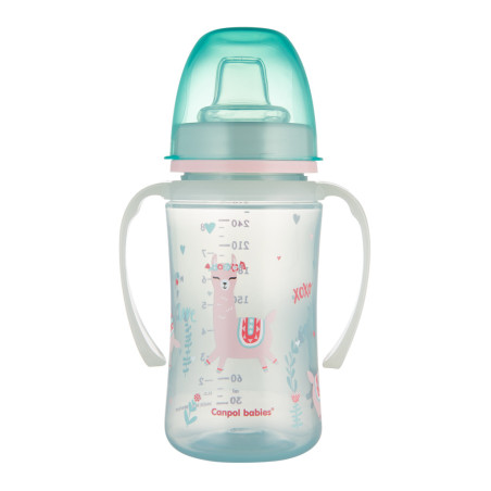 Canpol babies Cseppmentes Szilikon tanulópohár világító fogantyúval 240ml (6h+) Exotic Animals - Zöld