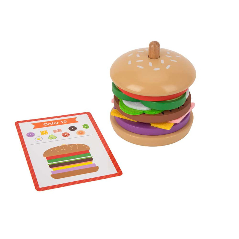 Tooky Toy Hamburger készítő fa játék szett