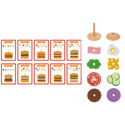 Tooky Toy Hamburger készítő fa játék szett