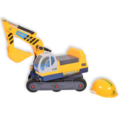 Moni Toys Excavator ráülős kanalas munkagép sisakkal - Sárga