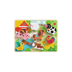 Tooky Toy Farm állatai forma kirakós fa játék puzzle 8db-os