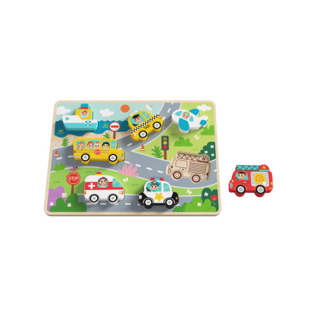 Tooky Toy Közelekedés forma kirakós fa játék puzzle 9db-os