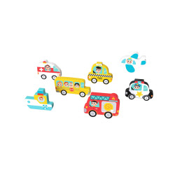 Tooky Toy Közelekedés forma kirakós fa játék puzzle 9db-os
