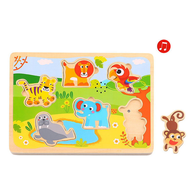 Tooky Toys Fa Puzzle hanggal 7 db-os - Safari Állatos